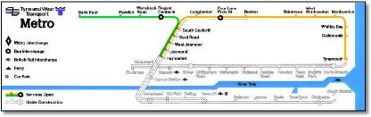 Nexus Newcastle Metro light rail map 1981