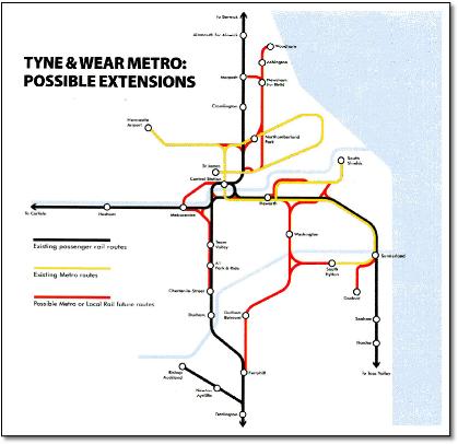 Nexus Newcastle Metro light rail map