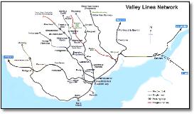 Valley Lines train / rail netwrk map