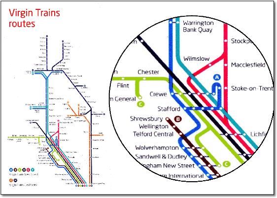 Virgin Trains East & West Coast train rail map