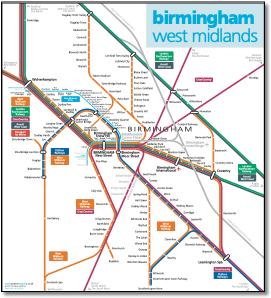 Birmingham West Midlands rail / train map